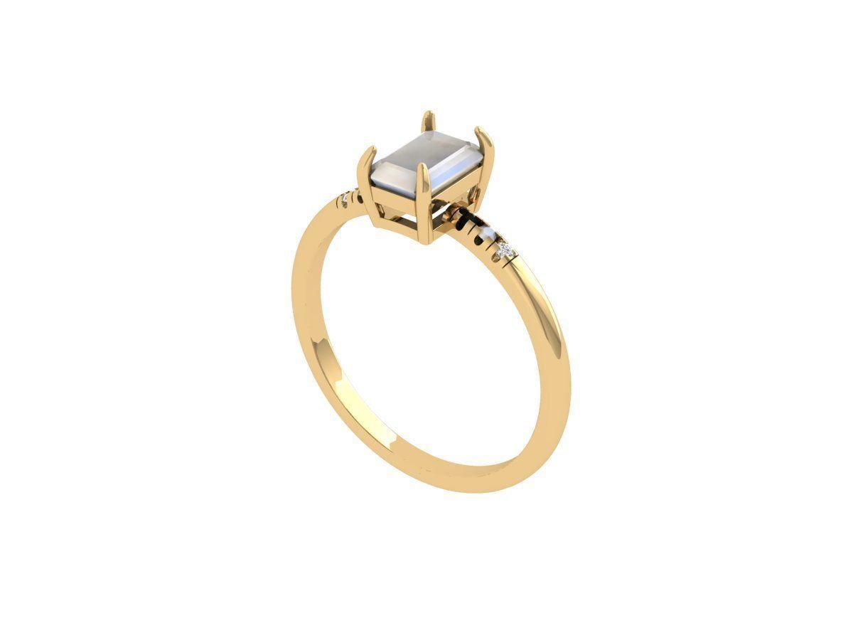 Emerald Solitaire Ring 3D print model_1