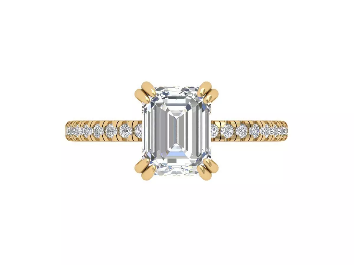 Emerald Solitaire Ring 3D print model_0