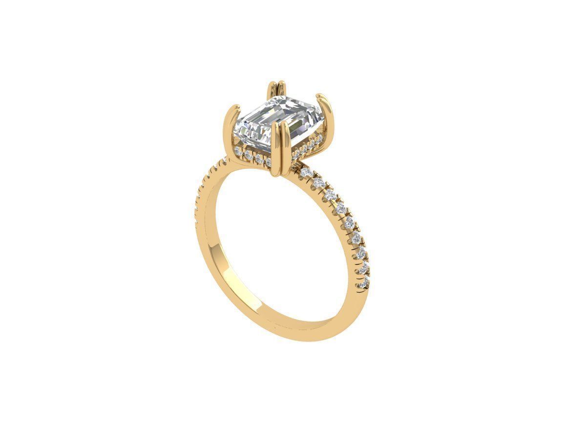 Emerald Solitaire Ring 3D print model_1