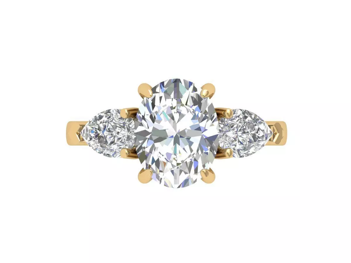 Ovel 3 Stone Ring 3D print model_0