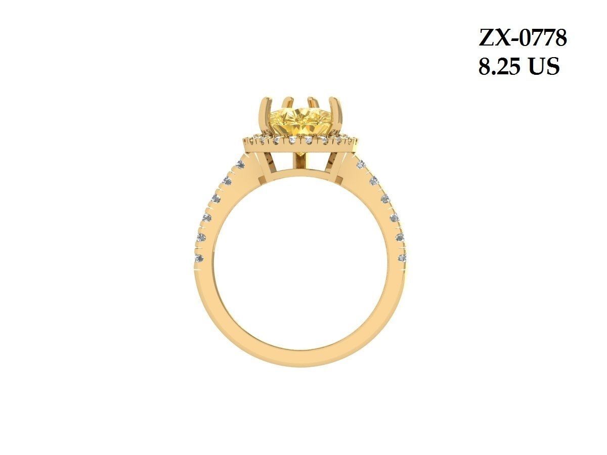 Pear Engagement Ring 3D print model_2