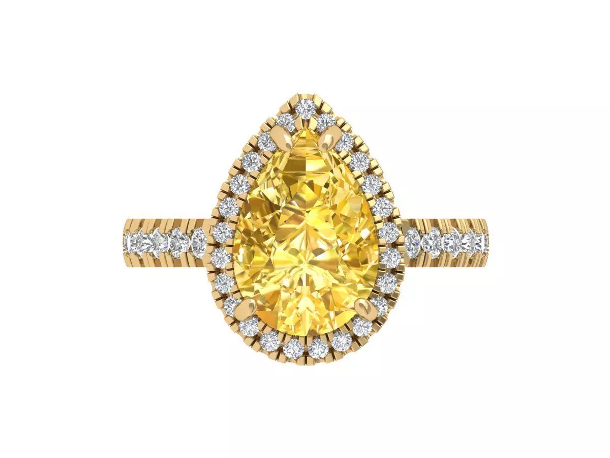 Pear Engagement Ring 3D print model_0