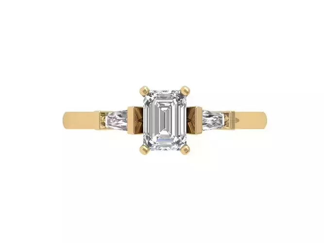 Emerald 3 Stone Ring