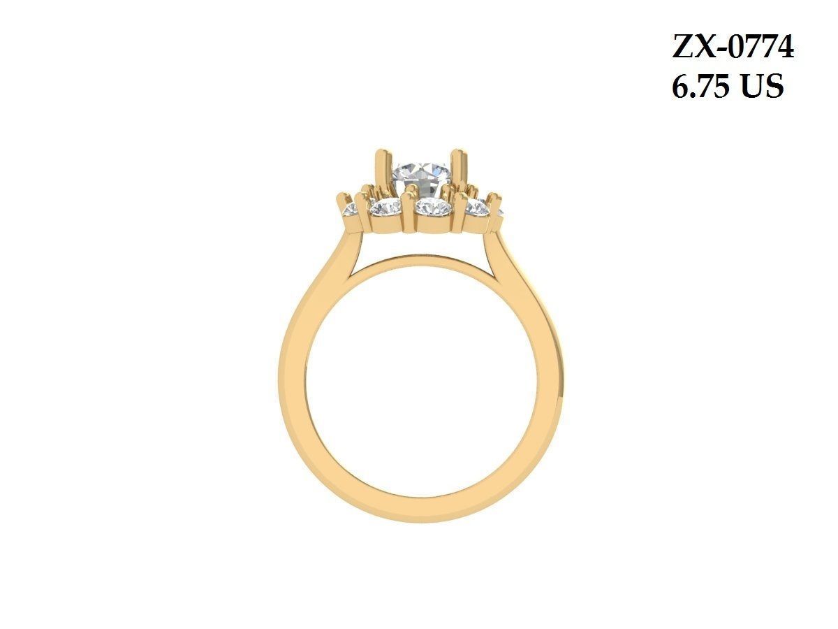 Solitaire Engagement Ring 3D print model_3