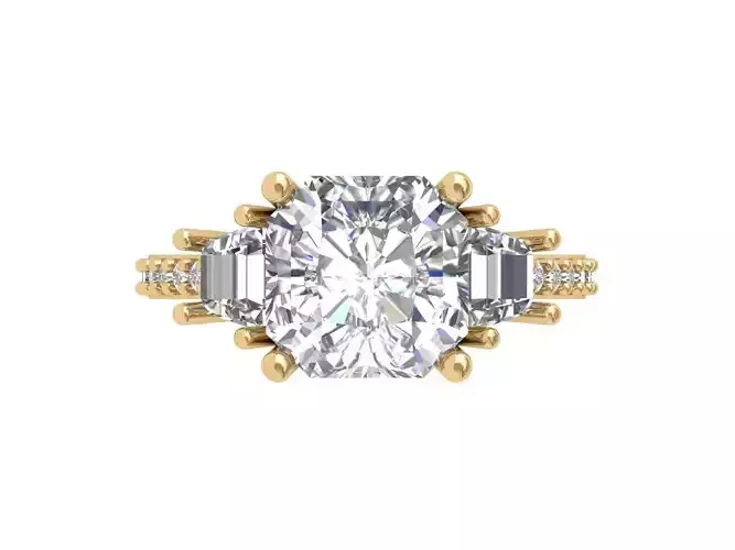 Asscher 3stone Solitair Ring