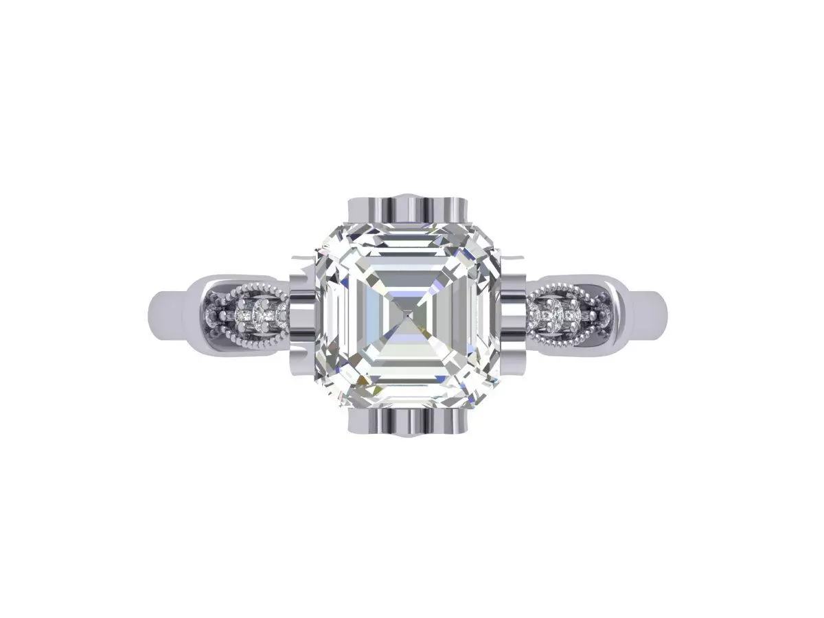 Asscher Solitair Ring 3D print model