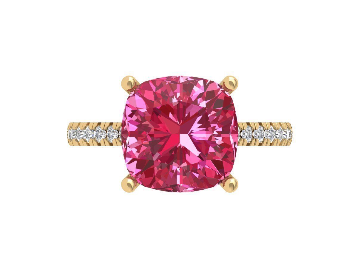 Cushion Solitaire Ring 3D print model_2