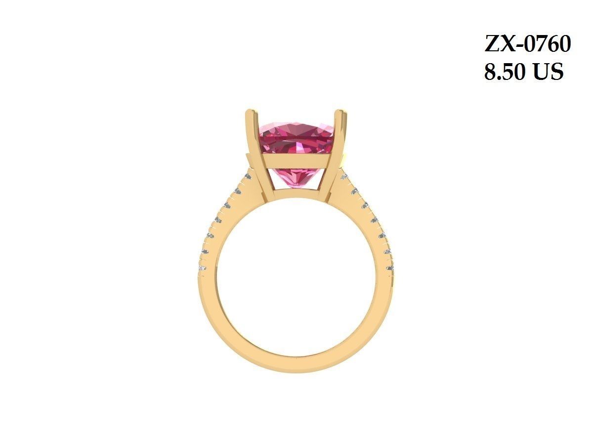 Cushion Solitaire Ring 3D print model_5