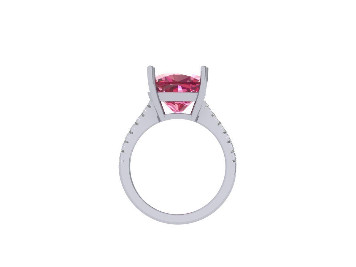 Cushion Solitaire Ring 3D print model_4