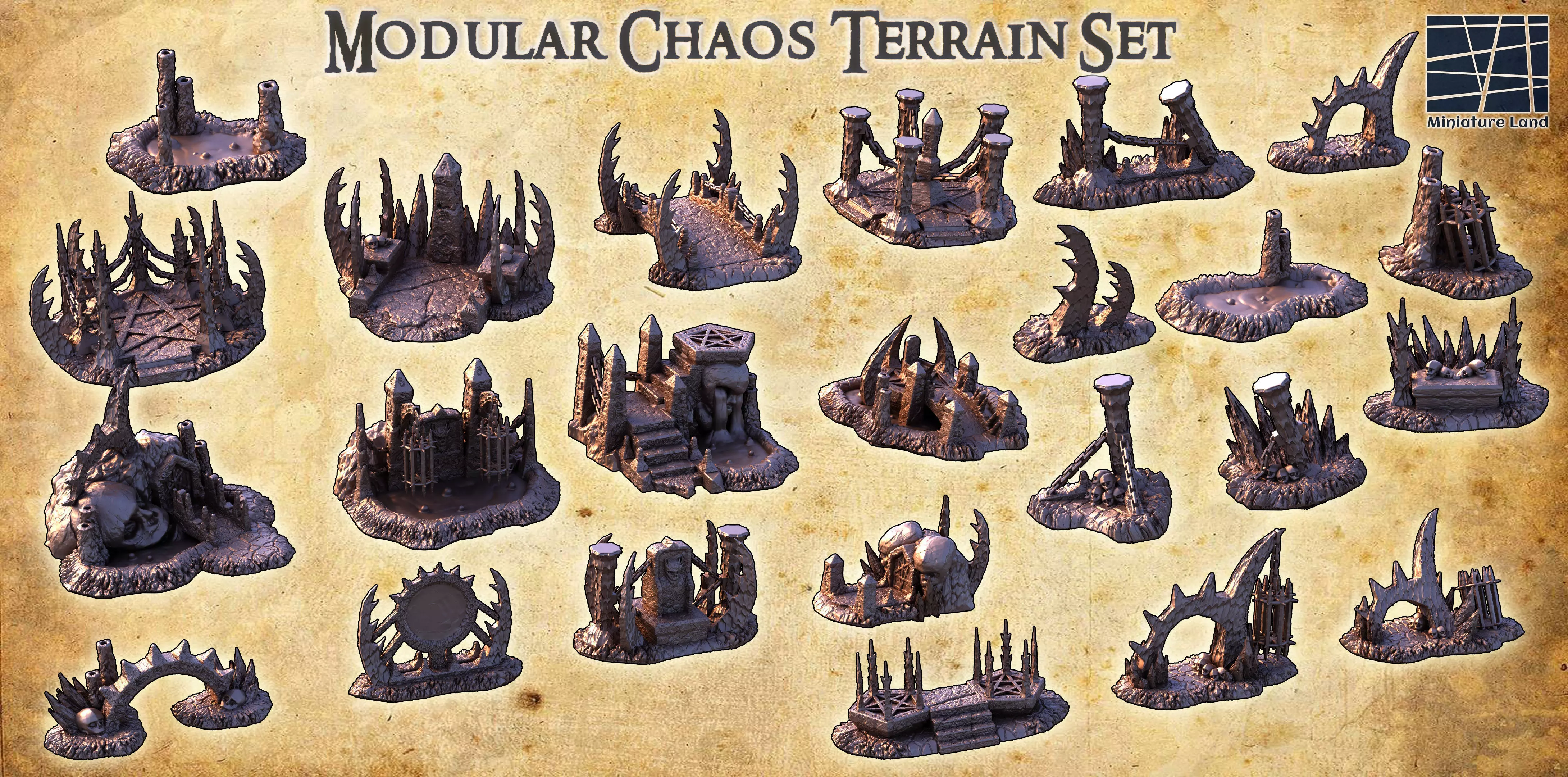 Modular Chaos Terrain Tabletop Terrain 28 MM 3D print model_0