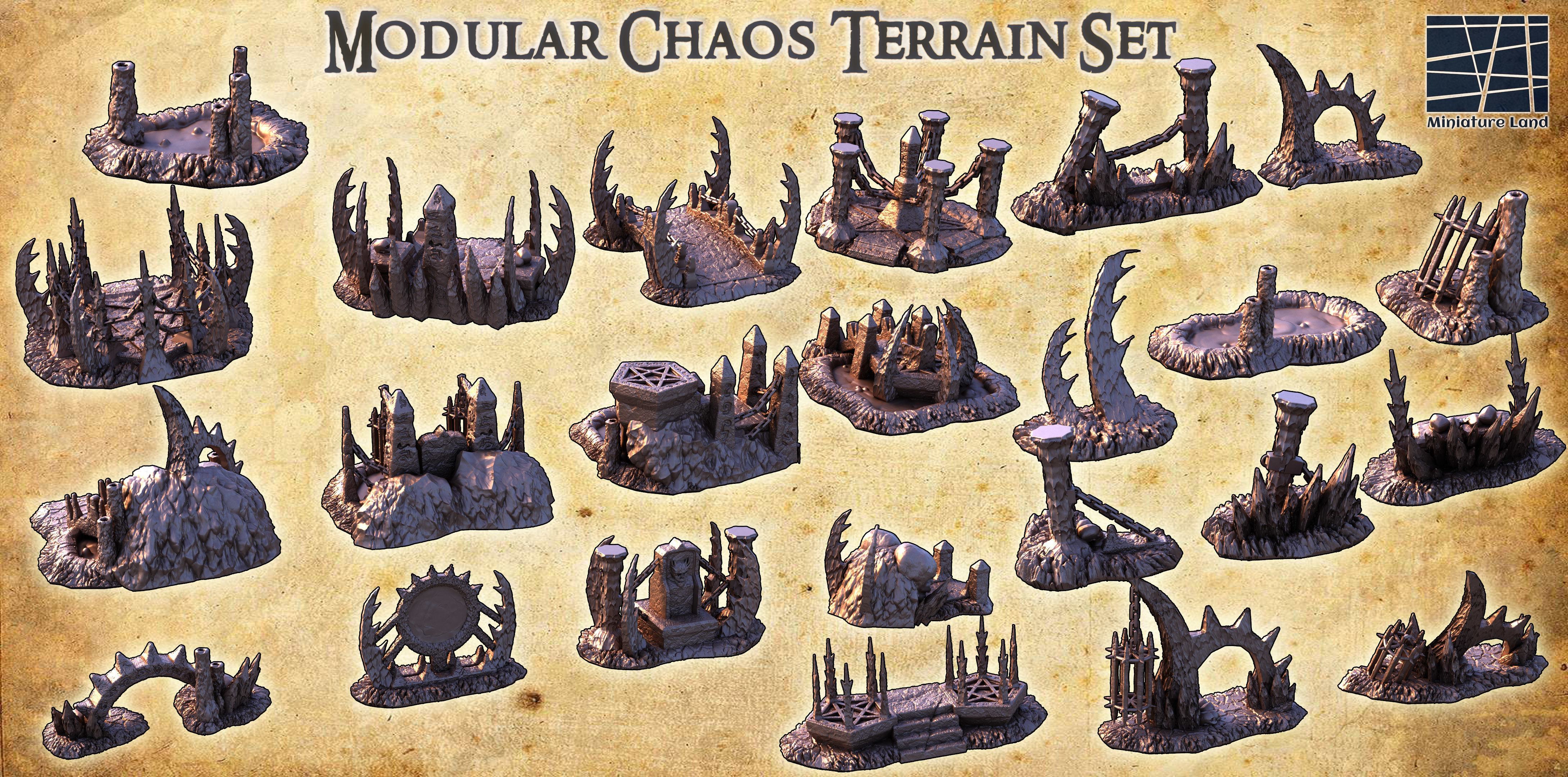 Modular Chaos Terrain Tabletop Terrain 28 MM 3D print model_1