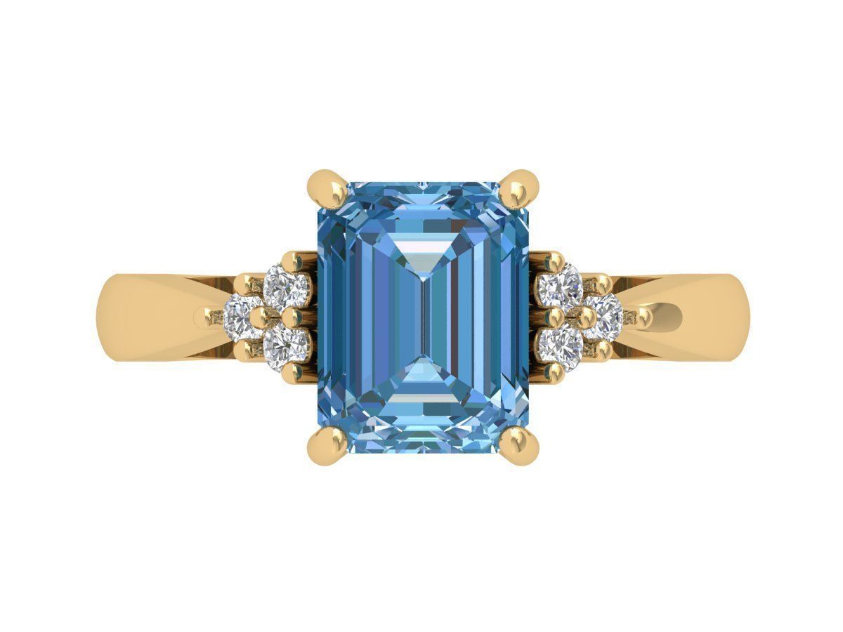 Emerald Solitaire Ring 3D print model_2