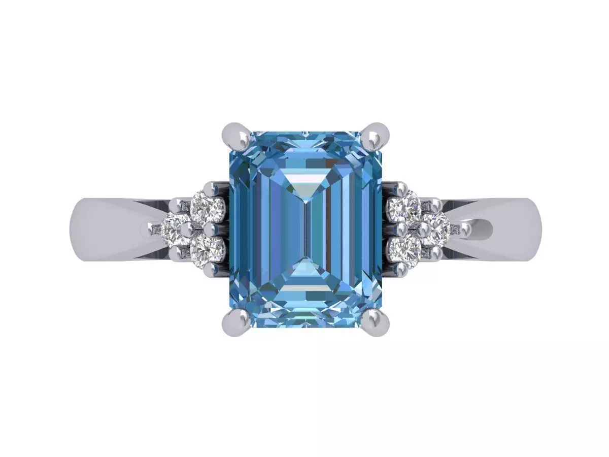 Emerald Solitaire Ring 3D print model_0