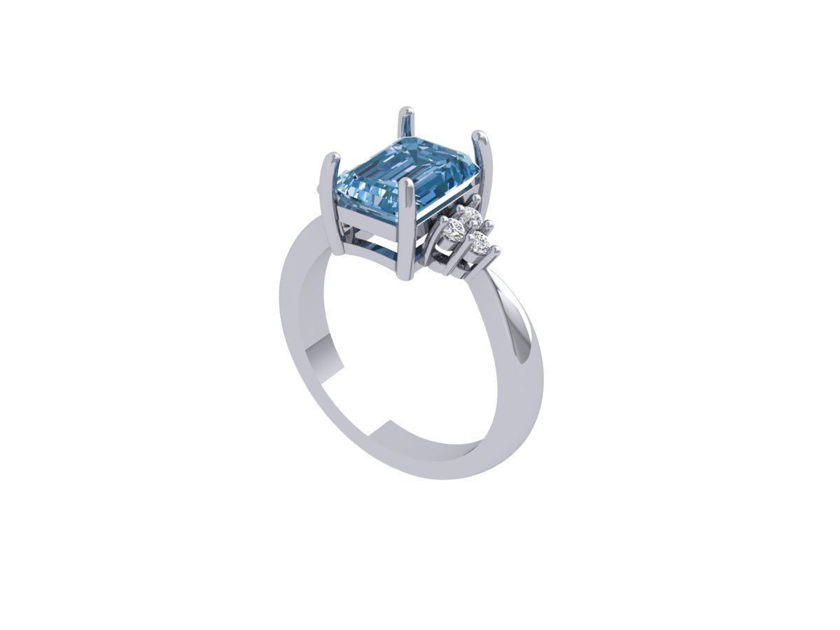 Emerald Solitaire Ring 3D print model_1
