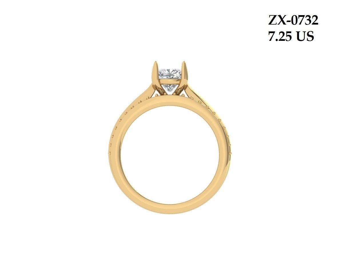 Cushion Solitaire Ring 3D print model_3