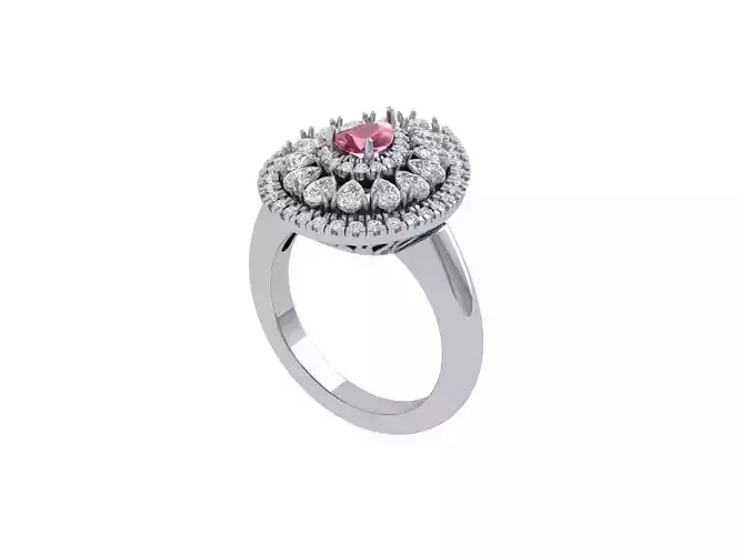 Pear  Stone Bridal Ring