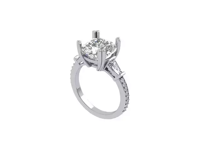 Cushion 3 Stone Bridal Ring