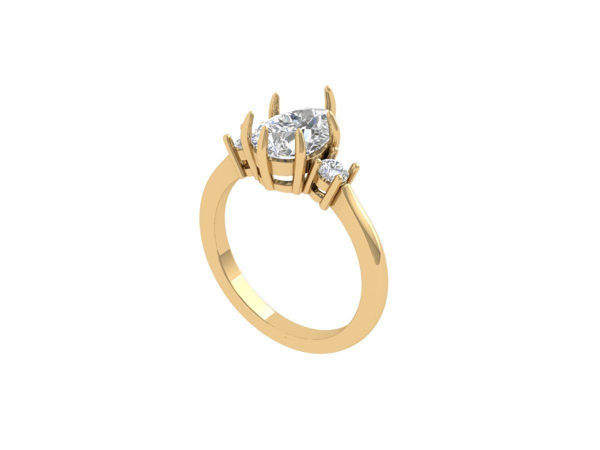 Pear 3 Stone Ring 3D print model_1