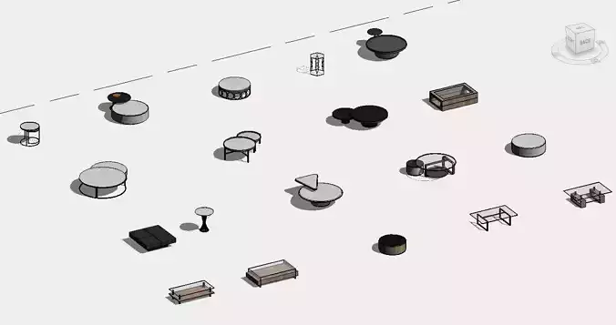 Modern Coffee Table Living Table Revit Family Pack