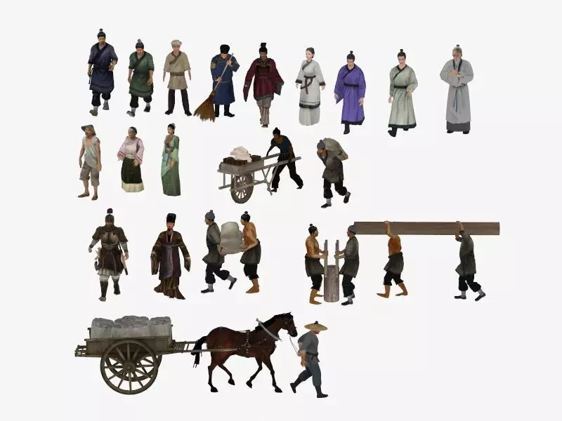 Eastern People Low-poly 3D model_0