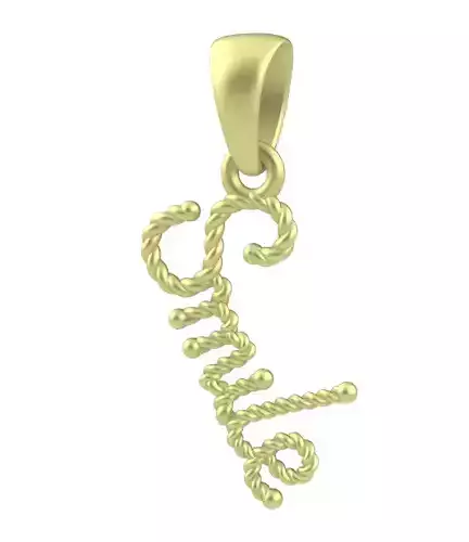 Smile pendant initial jewelry for 3d print ready