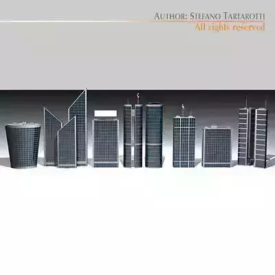 Skyscraper collection group of buildings with different heights