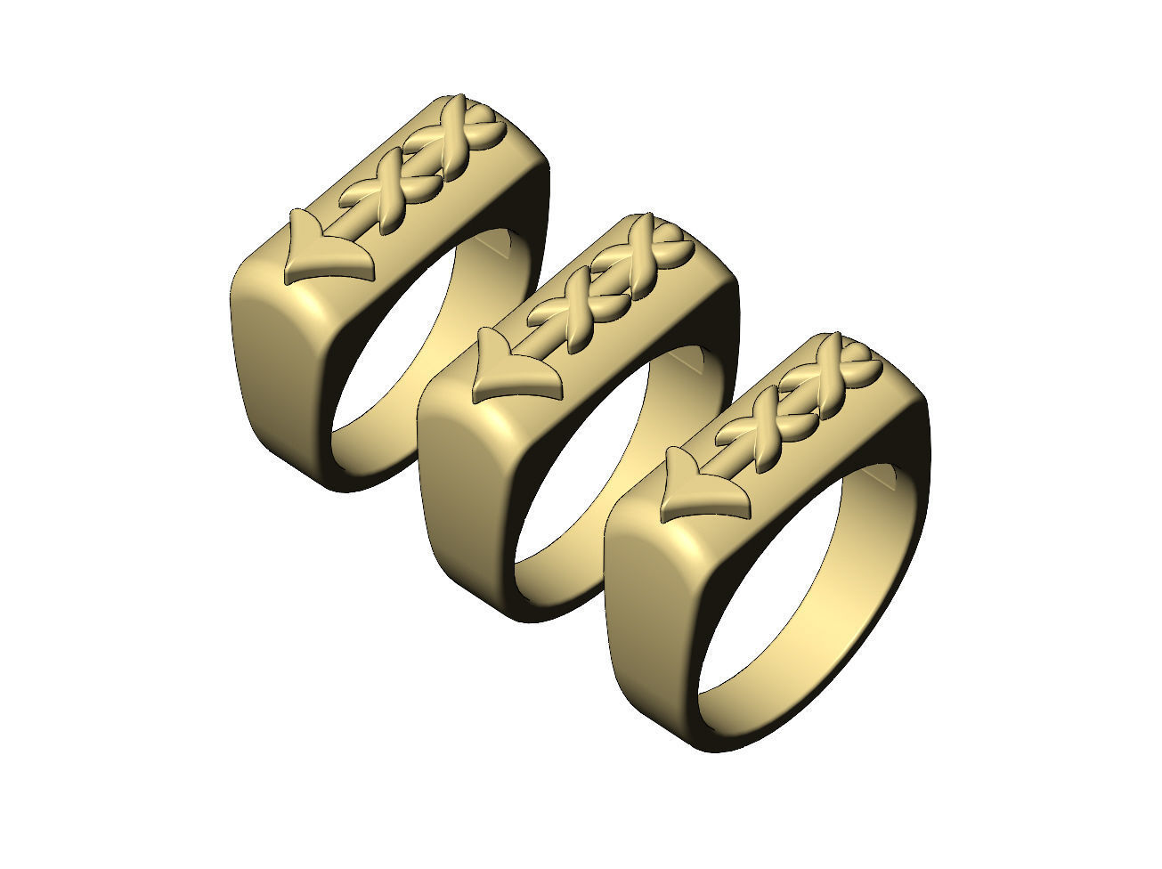 Rounded top arrow rectangular signet ring 3D print model_5