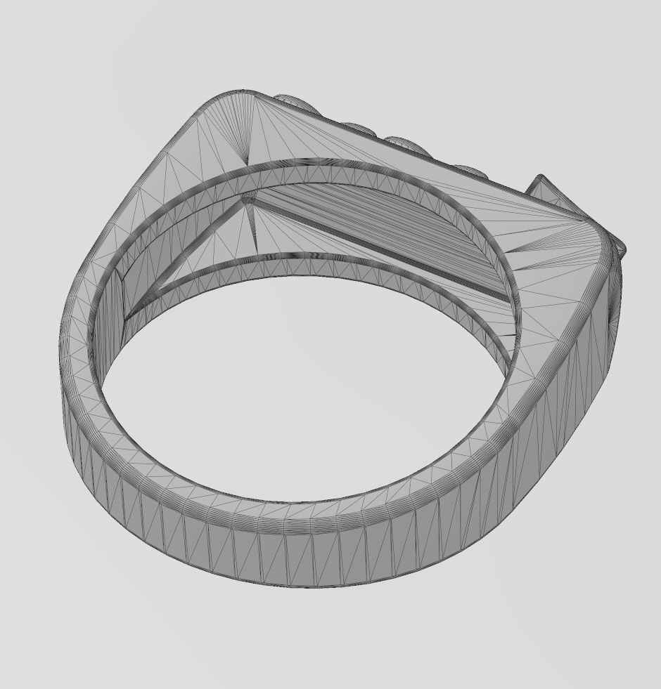 Rounded top arrow rectangular signet ring 3D print model_13