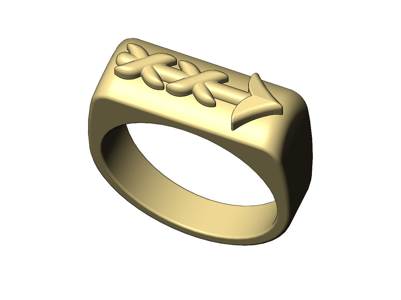 Rounded top arrow rectangular signet ring 3D print model_6