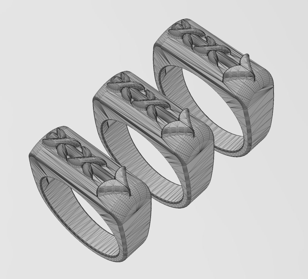 Rounded top arrow rectangular signet ring 3D print model_12
