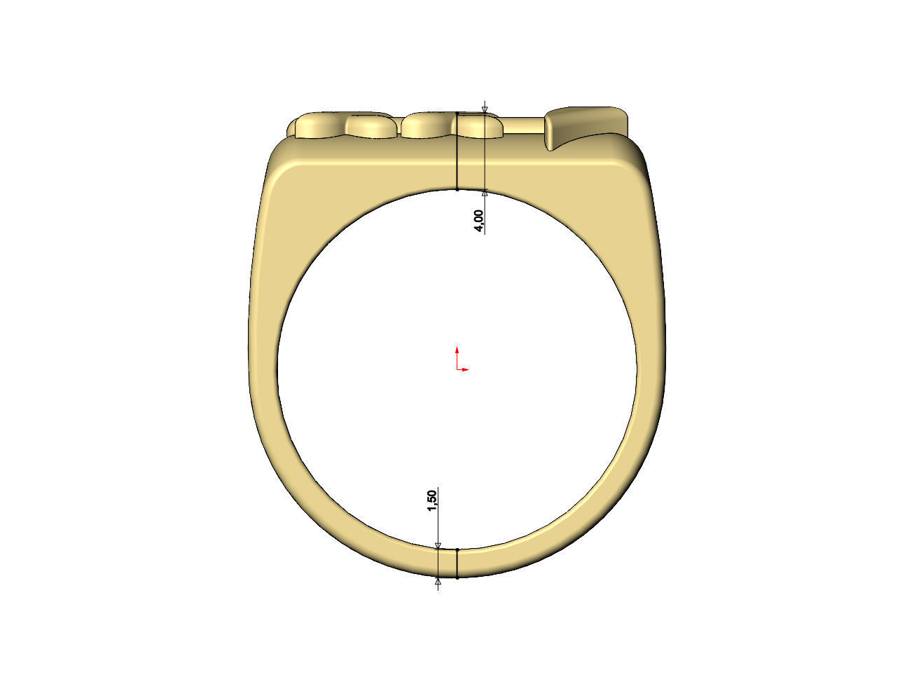 Rounded top arrow rectangular signet ring 3D print model_7