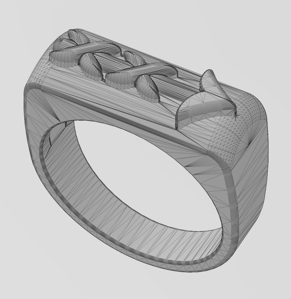 Rounded top arrow rectangular signet ring 3D print model_14