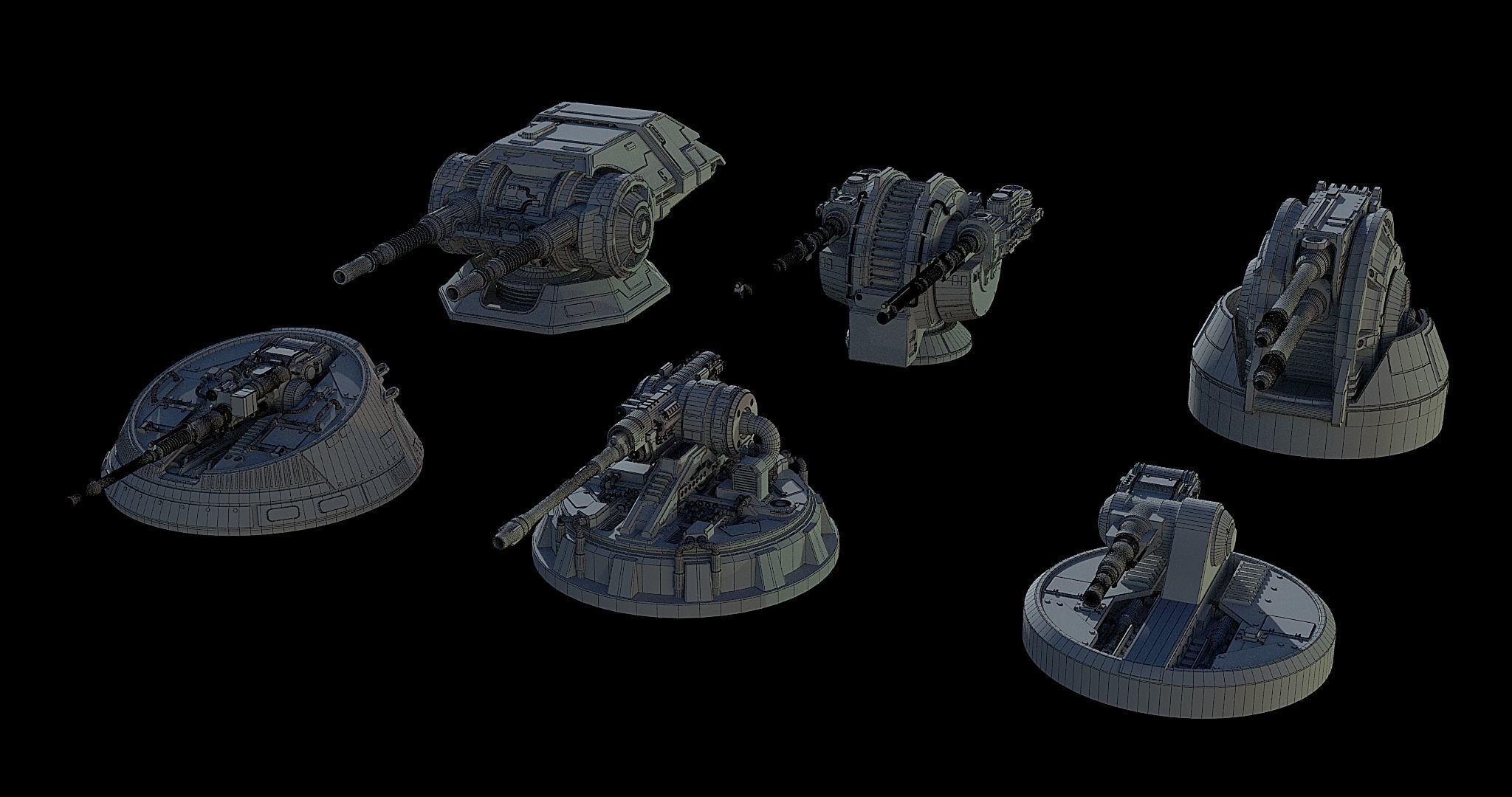 Sci-Fi Turret Gun and Missiles Pack 3D model_8
