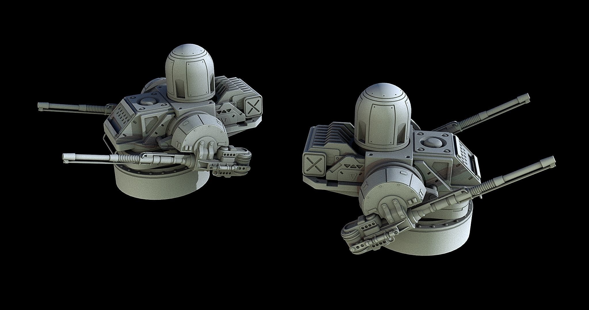 Sci-Fi Turret Gun and Missiles Pack 3D model_10