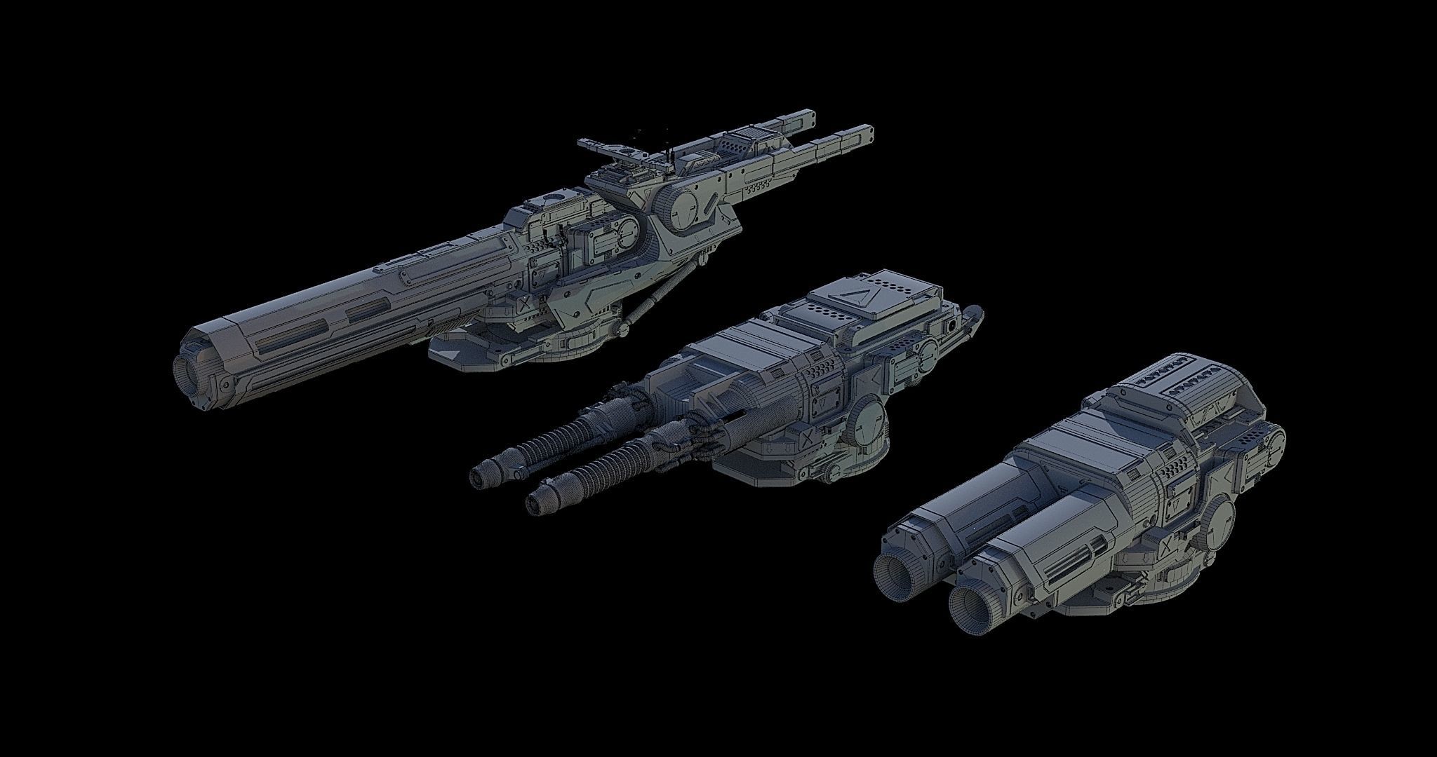 Sci-Fi Turret Gun and Missiles Pack 3D model_30