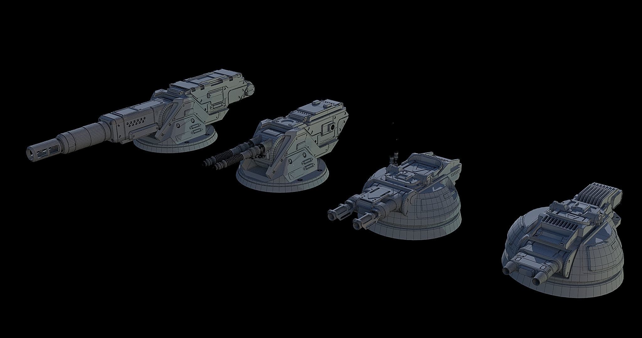 Sci-Fi Turret Gun and Missiles Pack 3D model_25