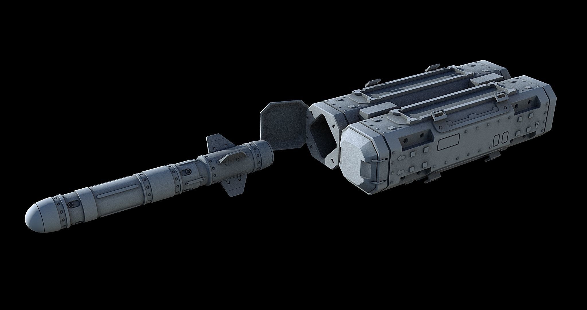 Sci-Fi Turret Gun and Missiles Pack 3D model_17