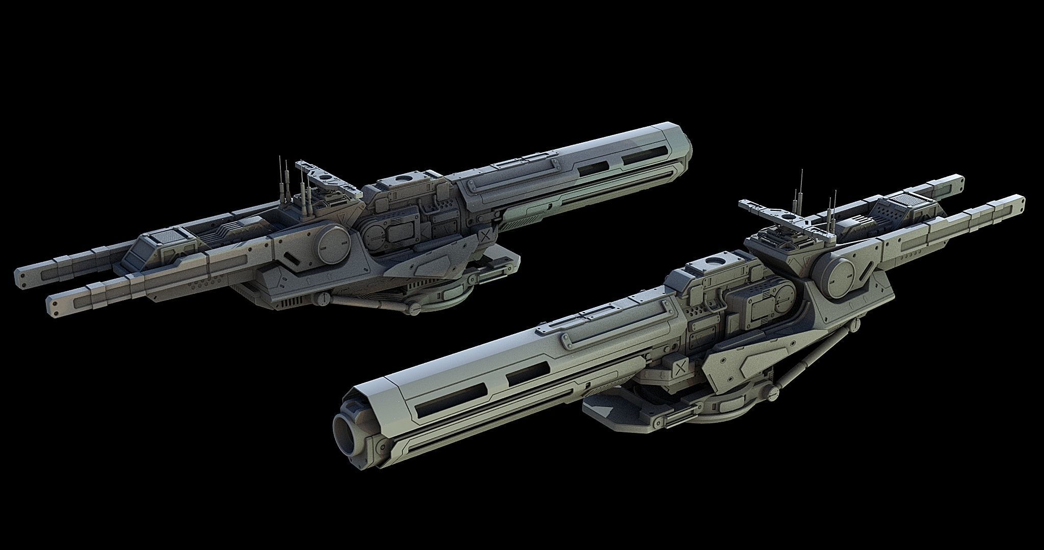 Sci-Fi Turret Gun and Missiles Pack 3D model_29