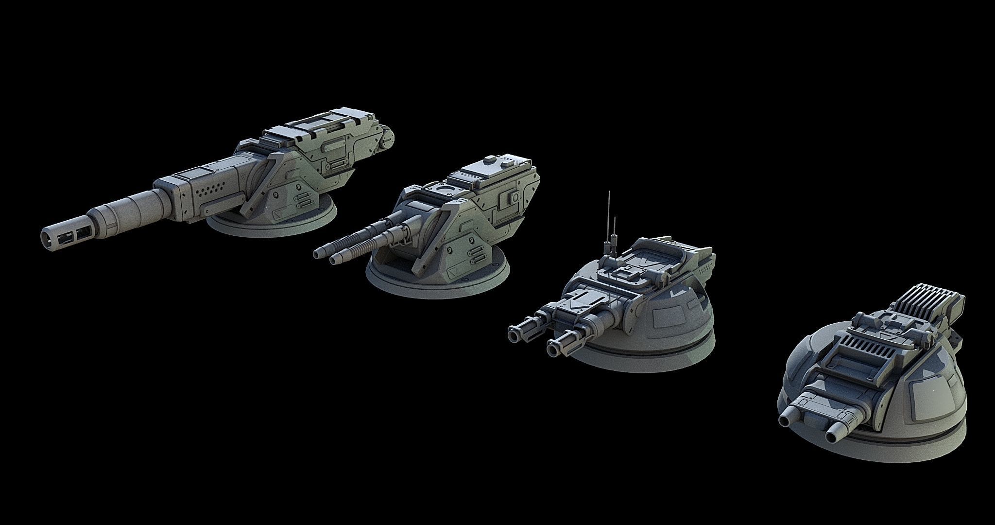 Sci-Fi Turret Gun and Missiles Pack 3D model_20