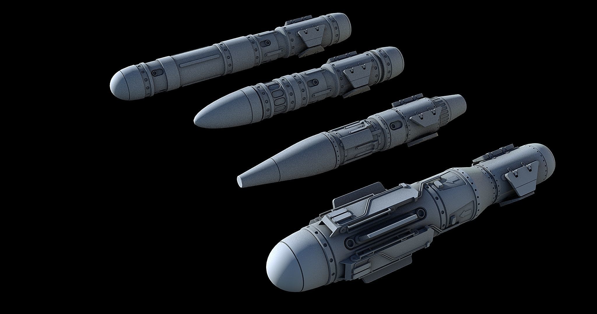 Sci-Fi Turret Gun and Missiles Pack 3D model_14