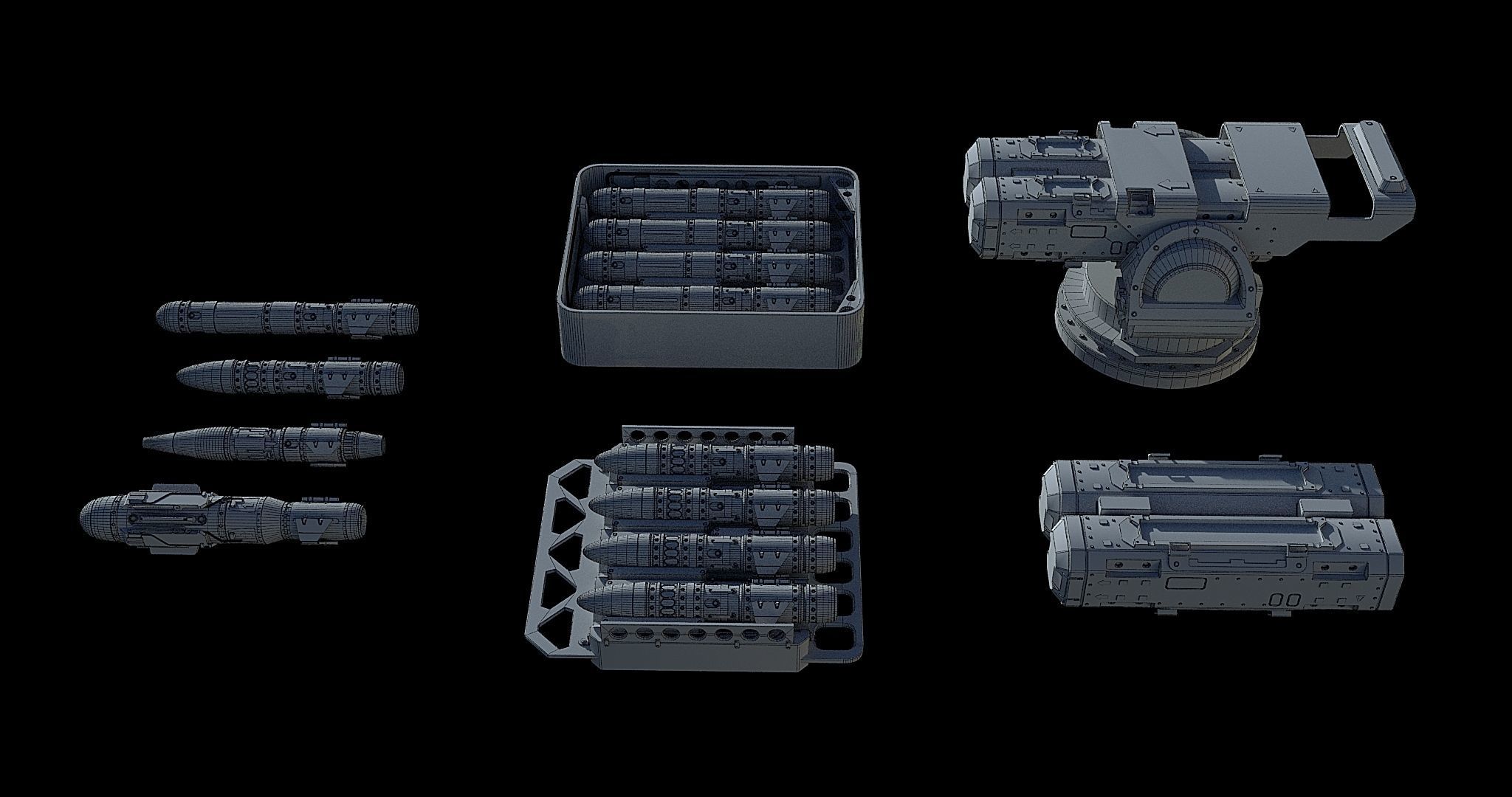 Sci-Fi Turret Gun and Missiles Pack 3D model_19