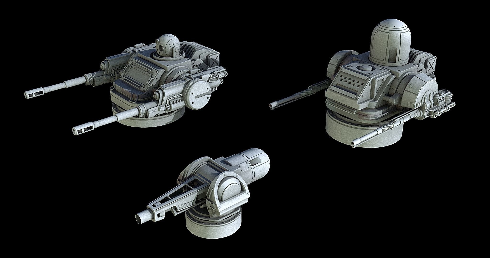 Sci-Fi Turret Gun and Missiles Pack 3D model_9