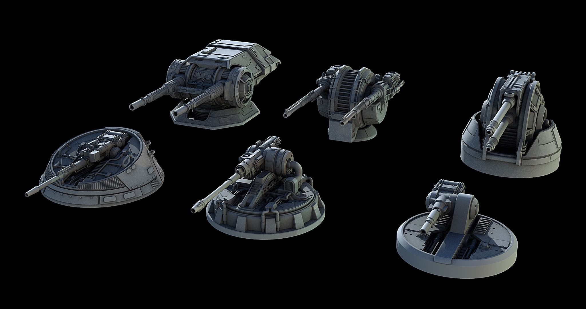 Sci-Fi Turret Gun and Missiles Pack 3D model_1