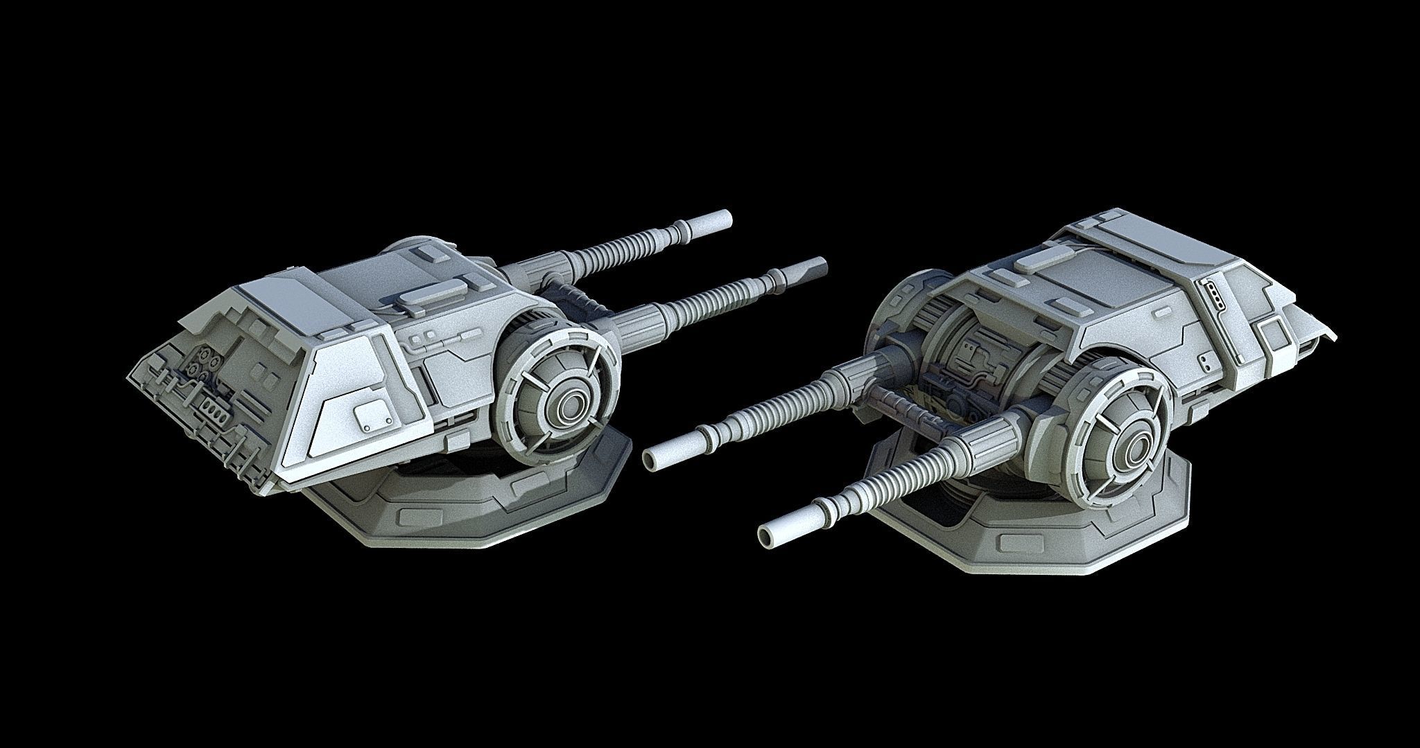 Sci-Fi Turret Gun and Missiles Pack 3D model_7