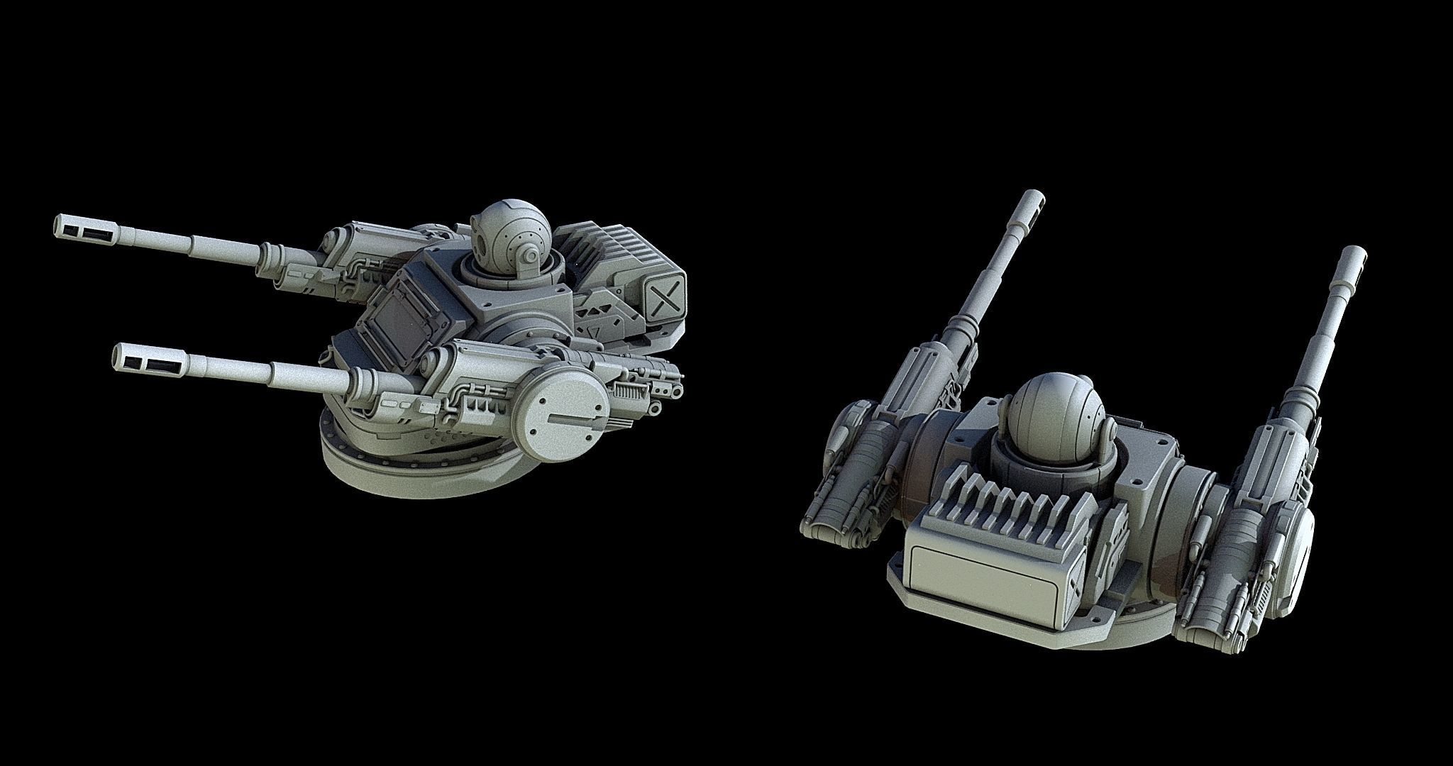 Sci-Fi Turret Gun and Missiles Pack 3D model_12