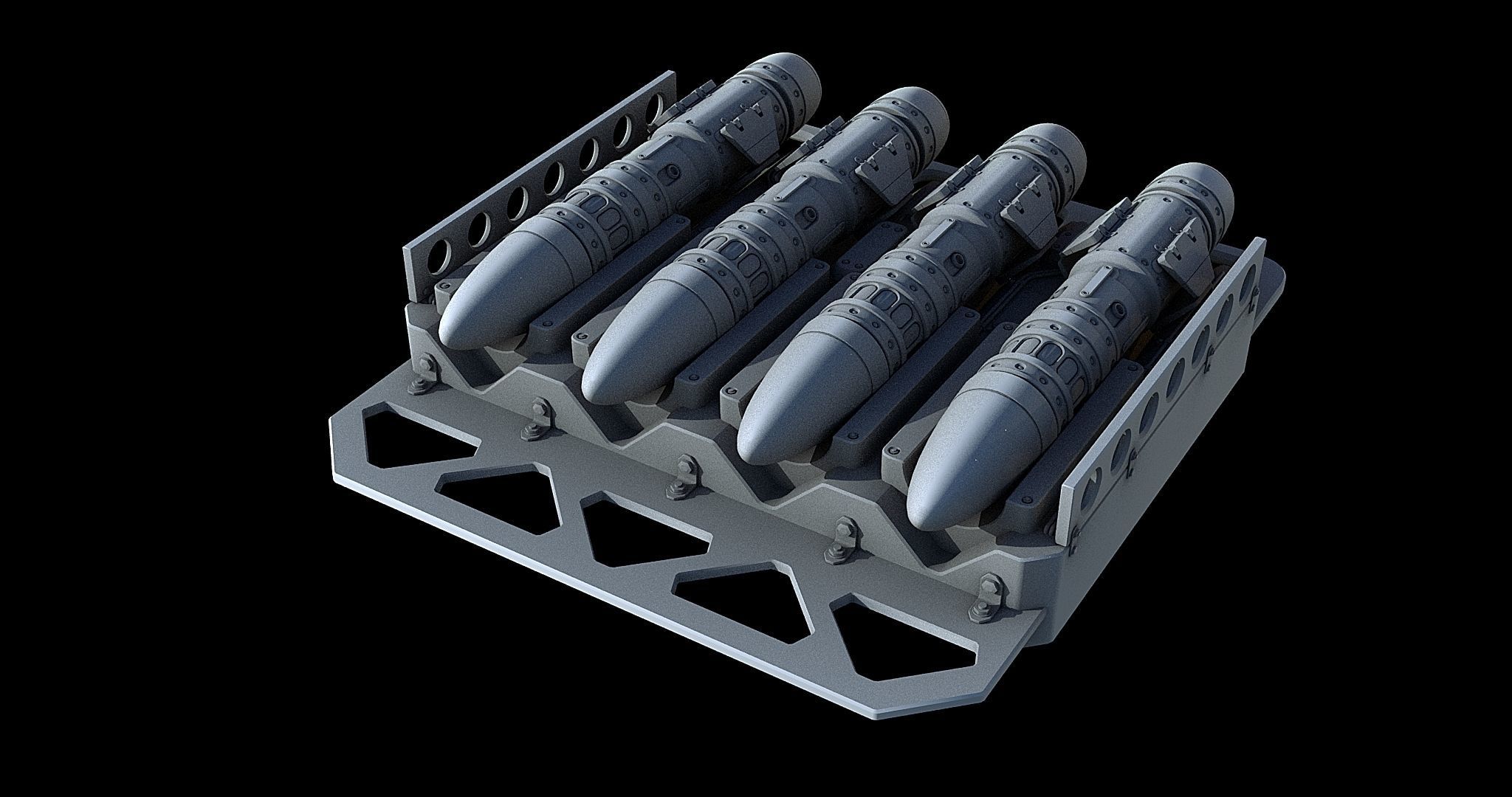 Sci-Fi Turret Gun and Missiles Pack 3D model_16