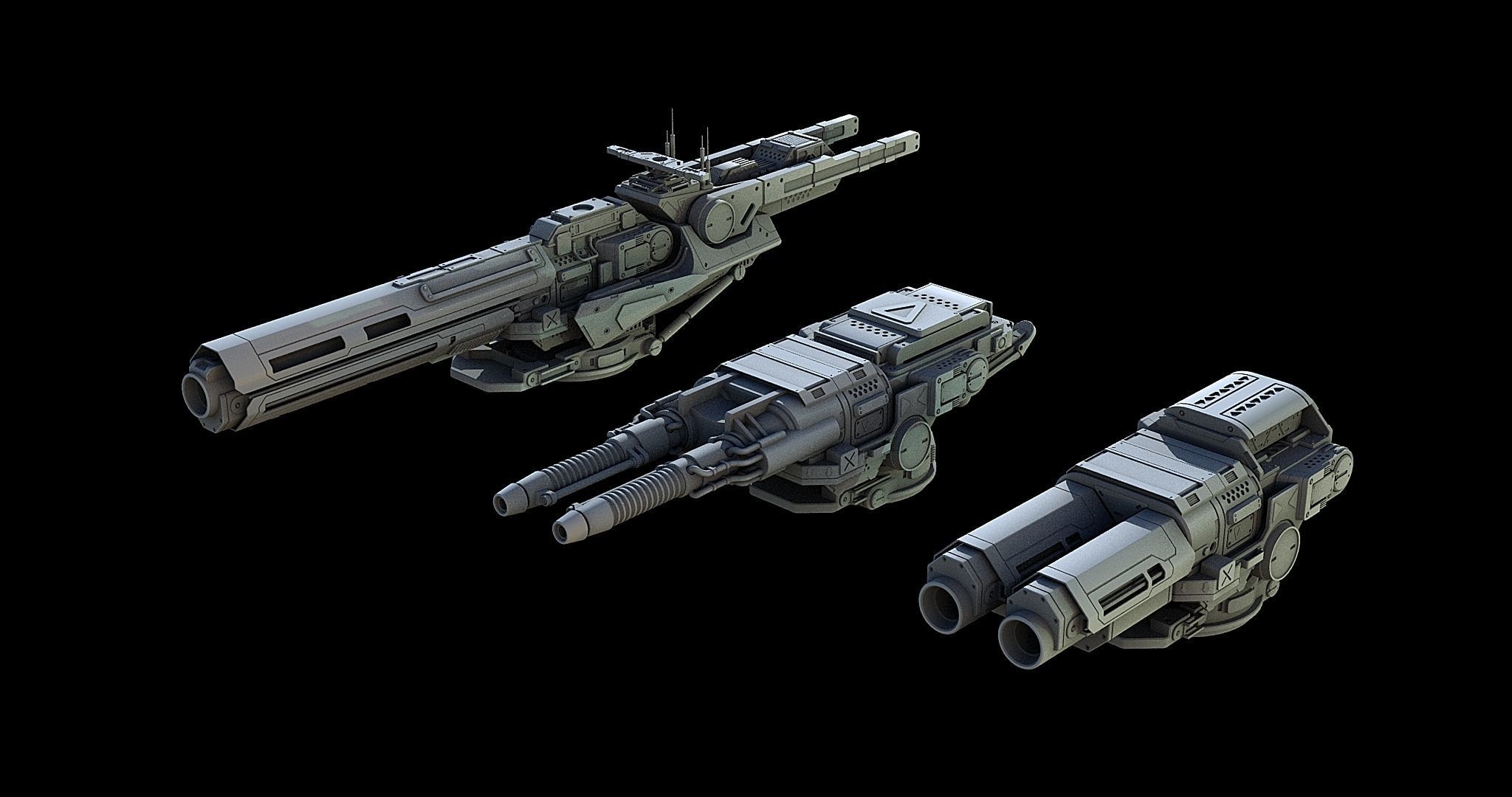 Sci-Fi Turret Gun and Missiles Pack 3D model_26
