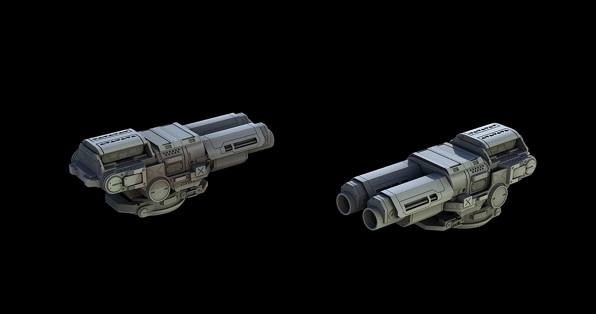 Sci-Fi Turret Gun and Missiles Pack 3D model_27