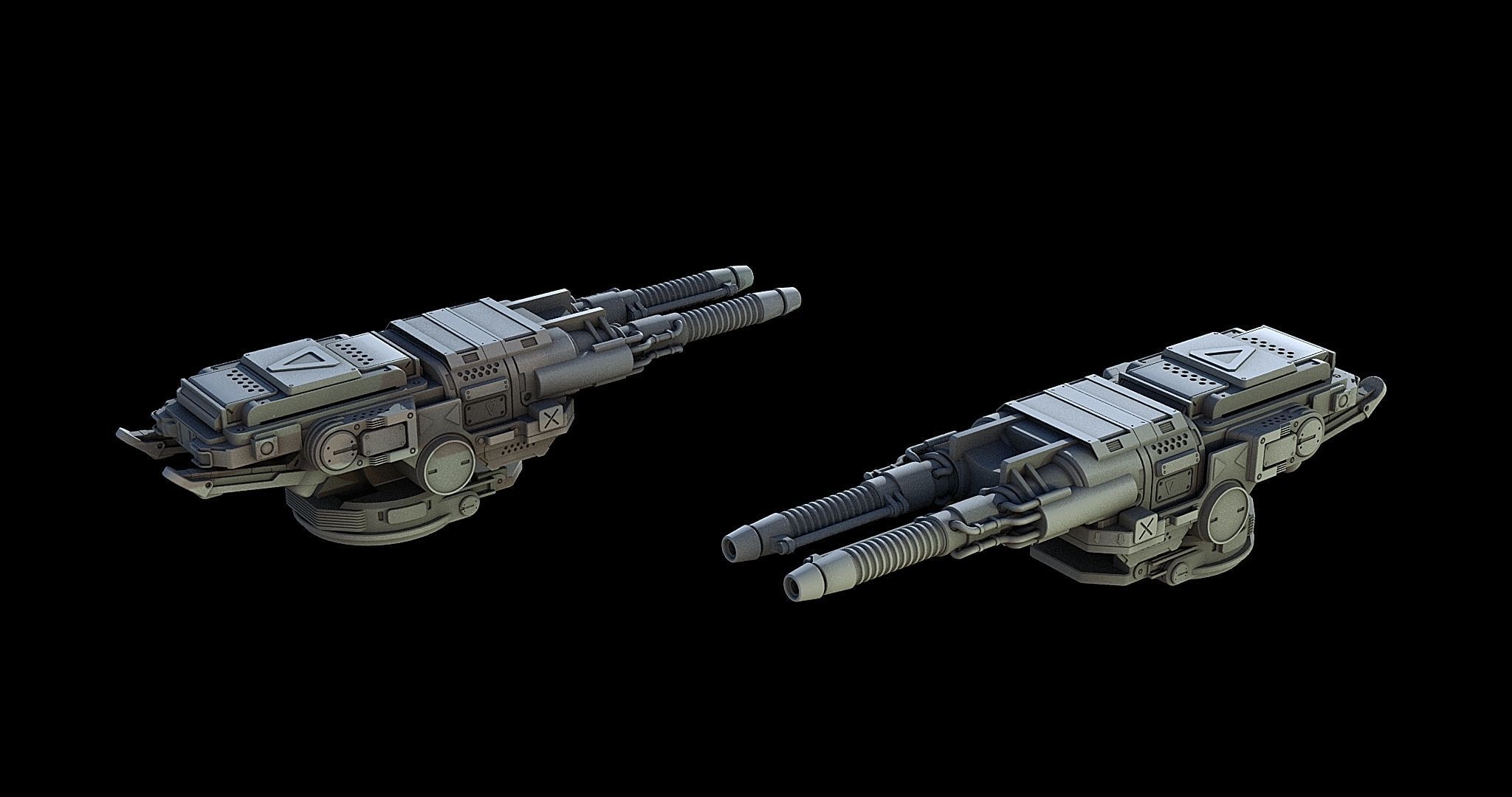 Sci-Fi Turret Gun and Missiles Pack 3D model_28