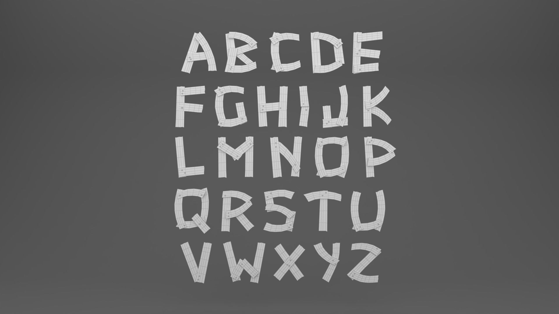 Wood alphabet v001 Low-poly 3D model_5